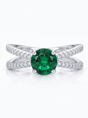 Emerald Green Gemstone Wishbone Ring, 925 Sterling Silver Charmed Aroma